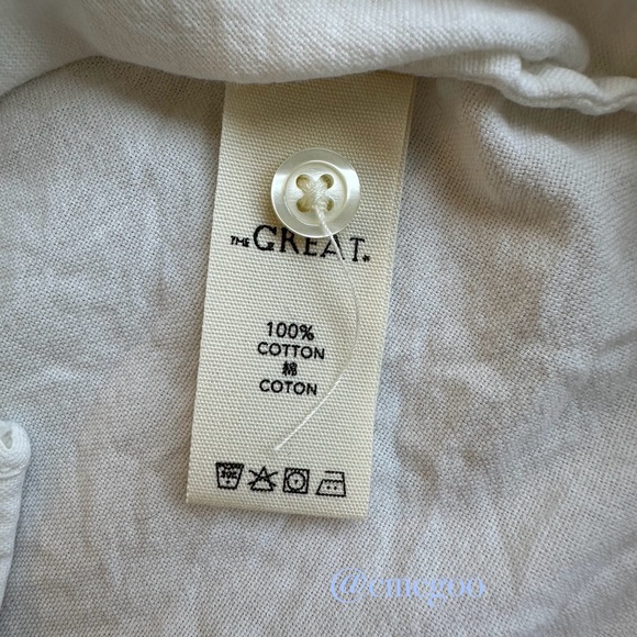 THE GREAT off-white button-up cropped shirt - Picture 6 of 7